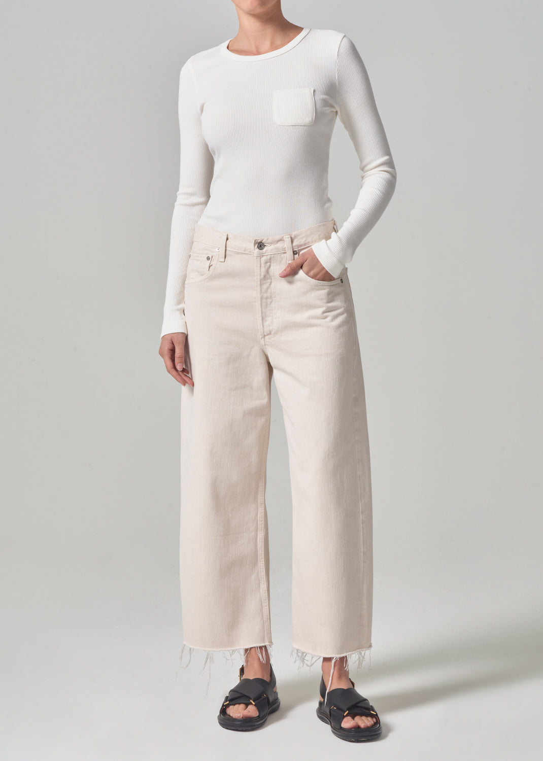 Ayla Raw Hem Crop - Limocello