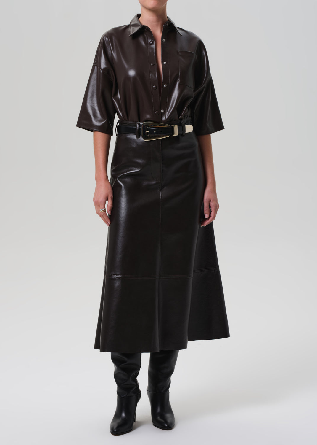 Cassia Leather Skirt in Chocolate Dark Brown – Citizens of Humanity