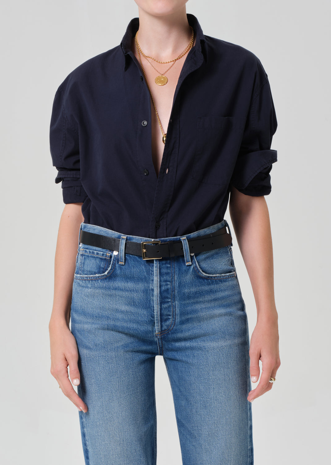 navy dress shirt womens Hawes & Curtis Fitted Navy Shirt | Satin | Plain