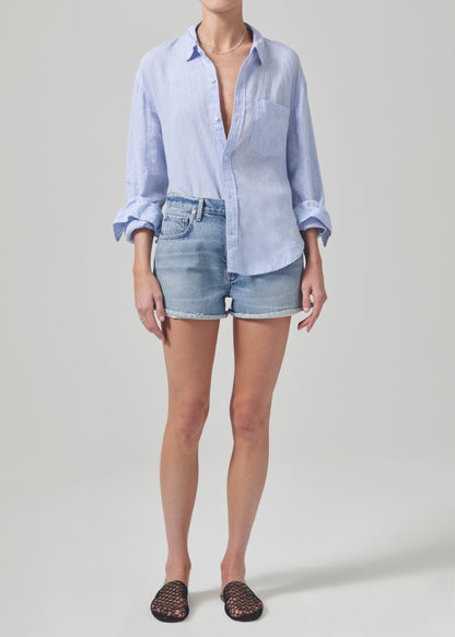 Kayla Shrunken Linen Shirt in Glint