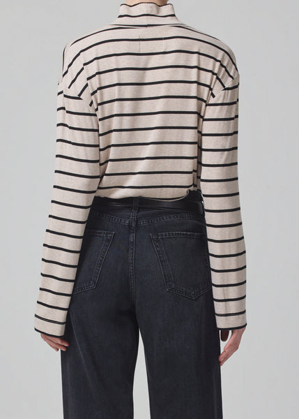 Selma Turtleneck in Oatmeal Stripe