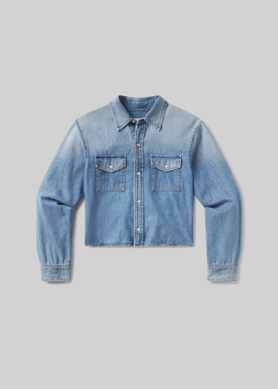 Baby Shay Cropped Shirt in Carolina Blue flat