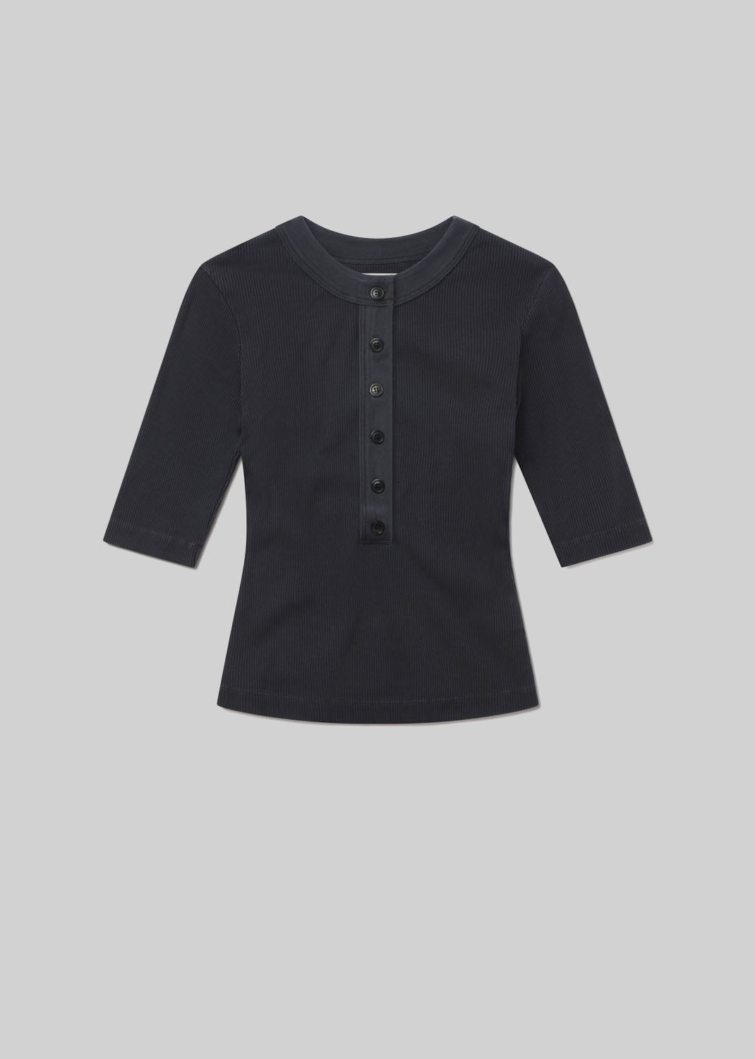 Nali Short Sleeve Henley in Charcoal flat