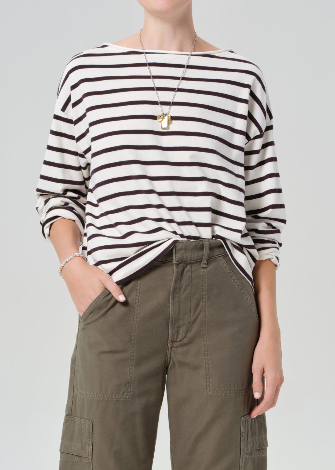 Boat Neck Long Sleeve in Chocolate Stripe – Citizens of Humanity