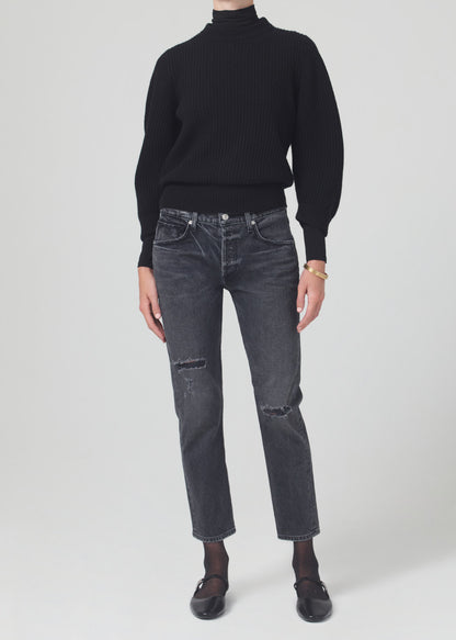 Emerson Mid Rise Relaxed Jeans 27" in Black Pepper front