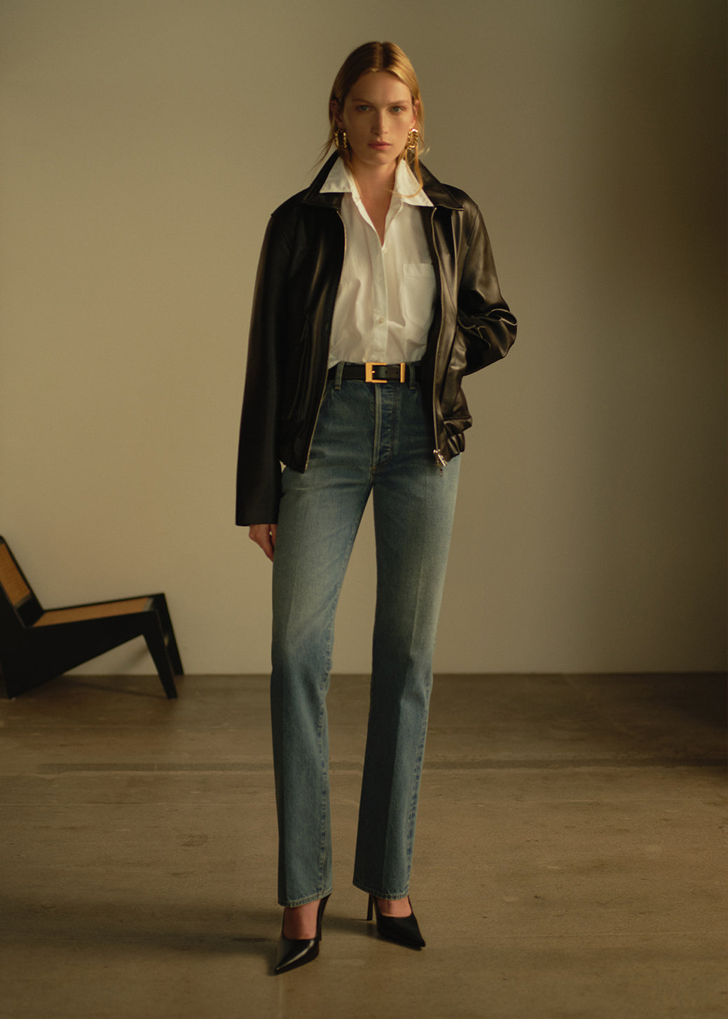 90S_FRENCH_DIRTY_MARTINI_ZIP_FRONT_BOMBER_JACKET_BLACK_PETIT_AMI_SHIRT_WHITE