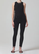 Rocket Ankle Mid Rise Skinny Jean in Plush Black front