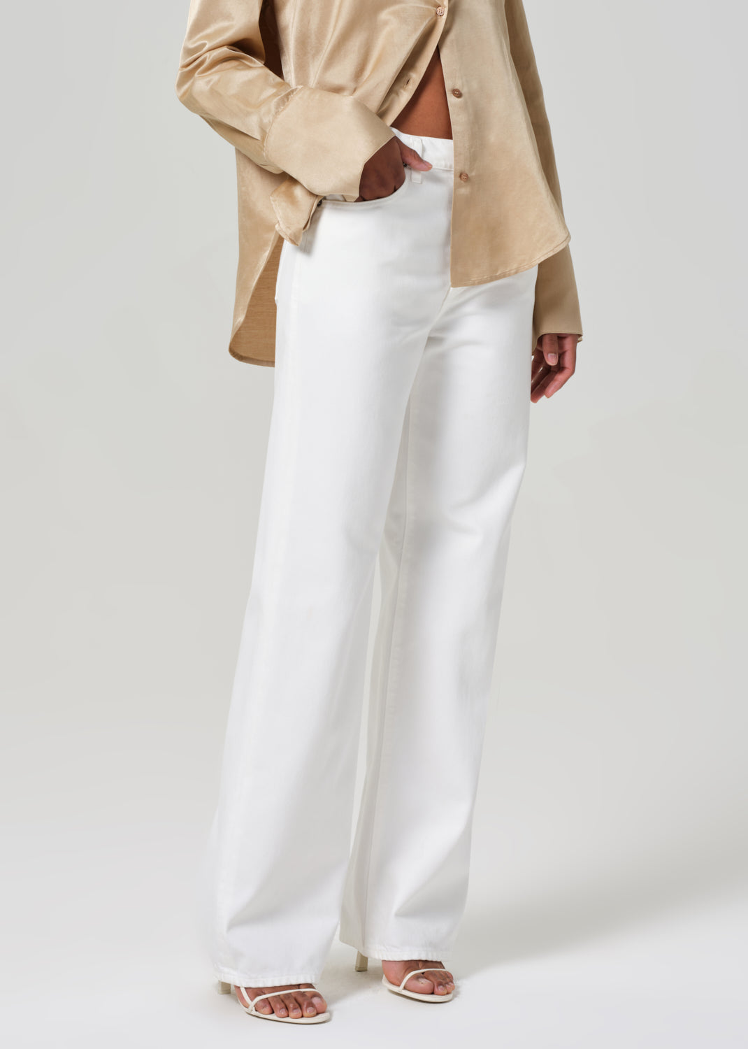 Annina High Rise Wide Leg 33" in Soft White front