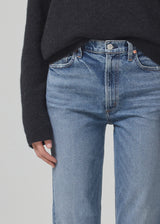 Daphne Crop High Rise Stovepipe Jean in Ascent detail