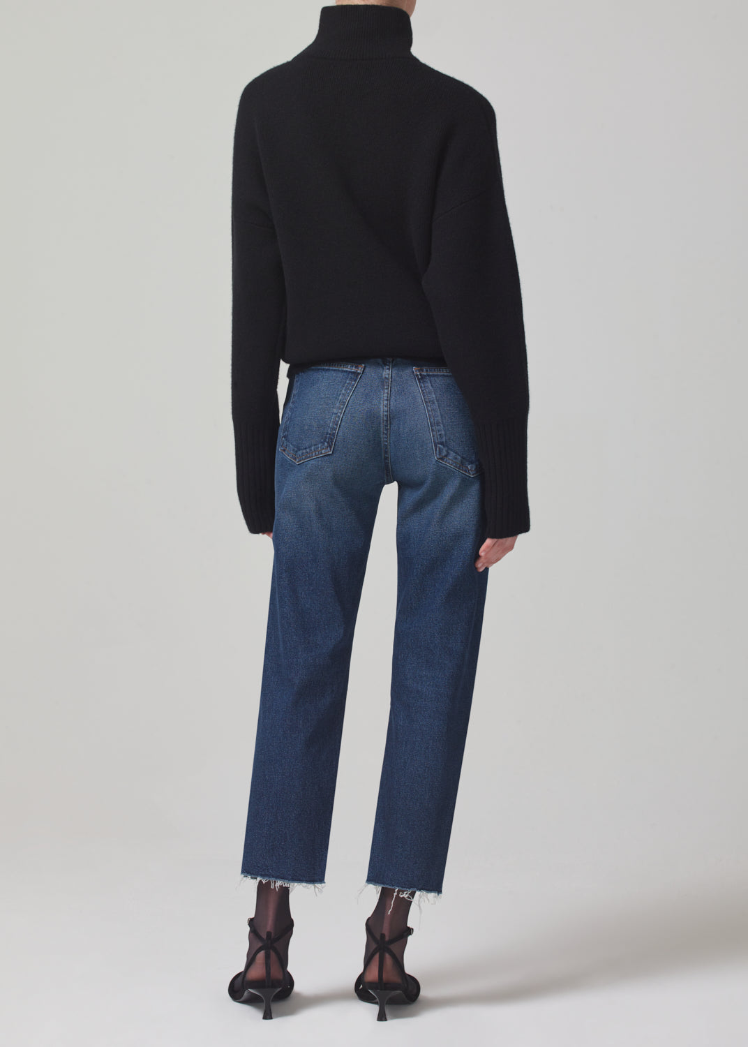 Daphne Crop High Rise Stovepipe Jean in Everdeen back