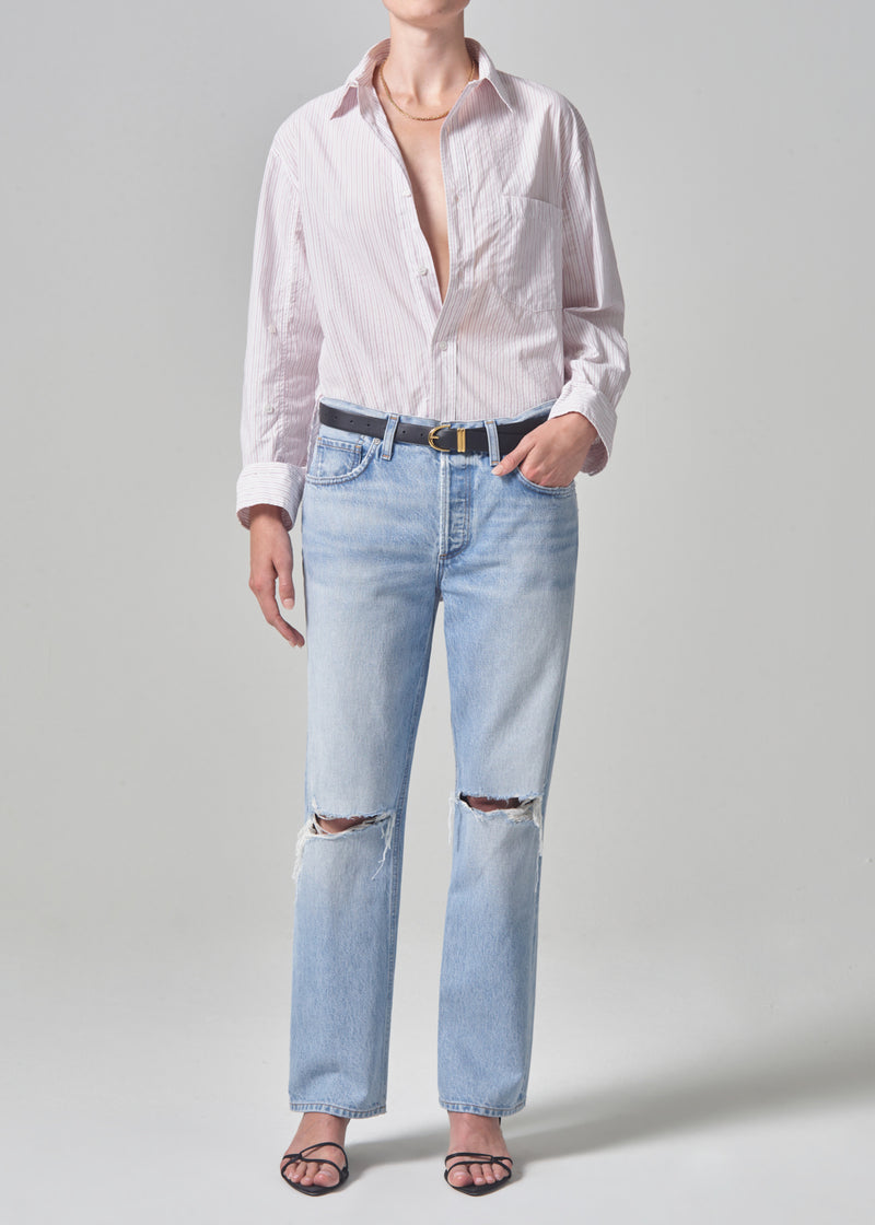 Light Indigo Australian Cotton Blend Mid Rise Skinny Leg Jean - Pants