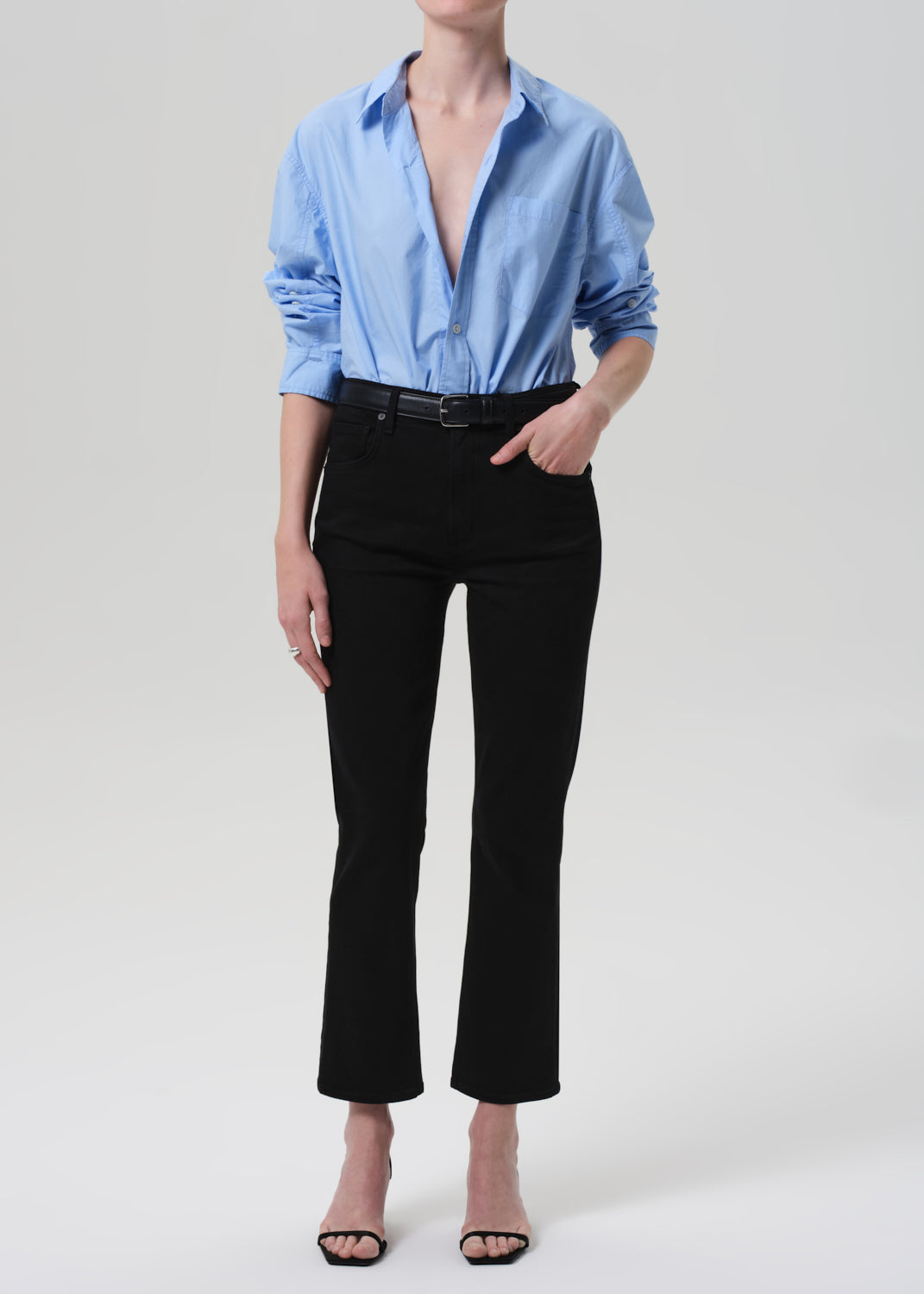 Isola Mid Rise Cropped Boot in Plush Black front