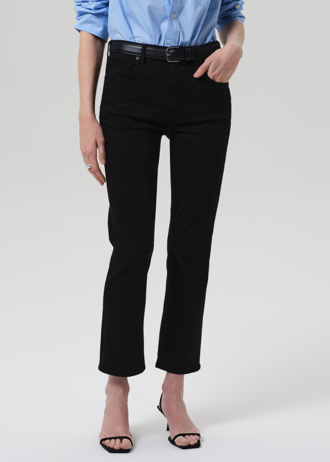 Isola Mid Rise Cropped Boot in Plush Black front