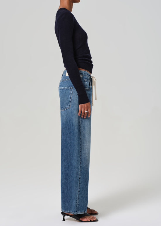 Brynn Drawstring Trouser Linen in Pale Stone