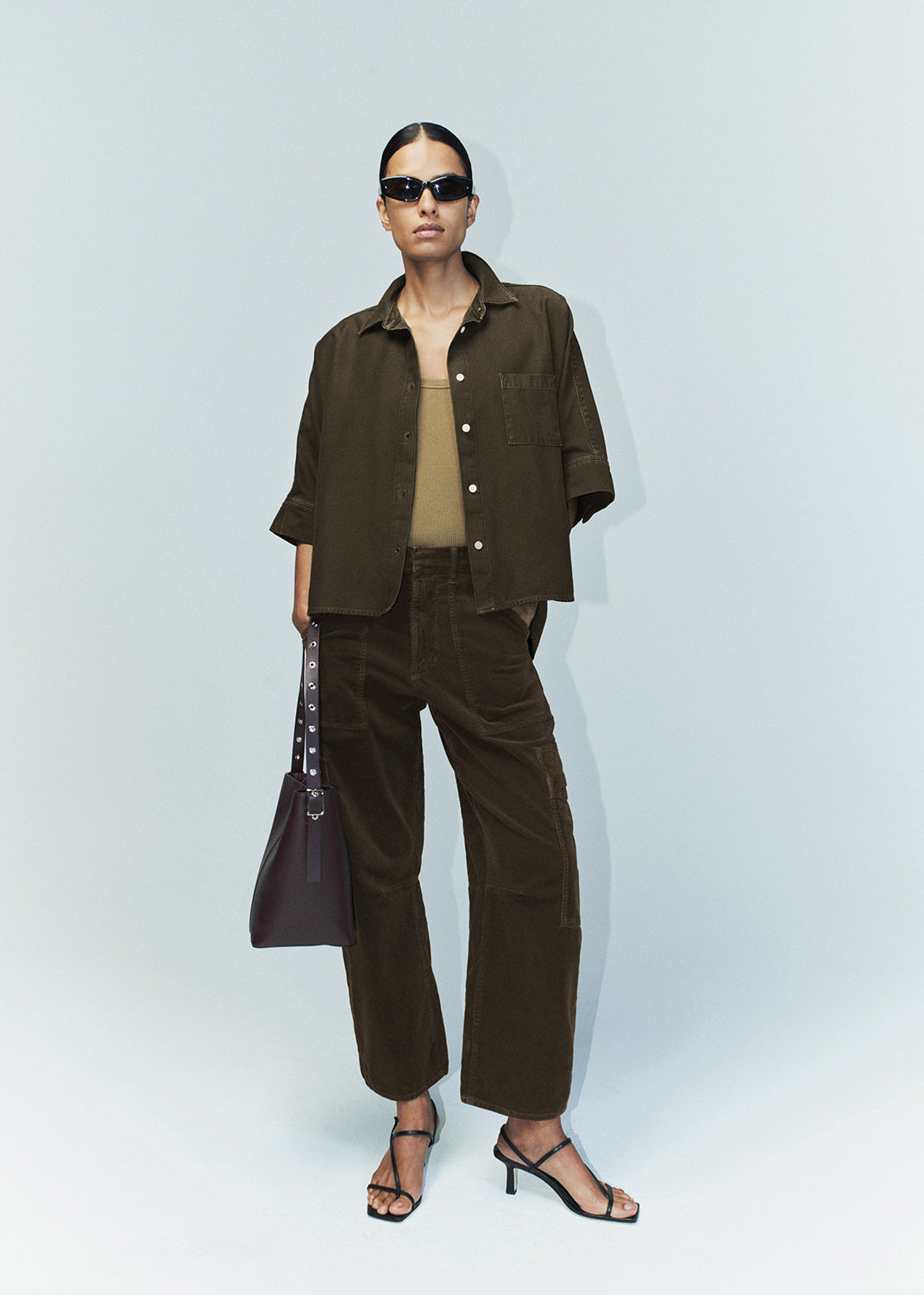 Marcelle Low Slung Easy Cargo Corduroy in Costes styled on model