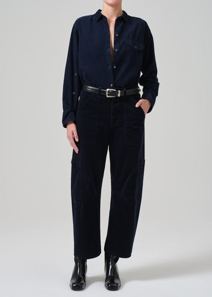 Marcelle Low Slung Easy Cargo Corduroy in Navy FRONT