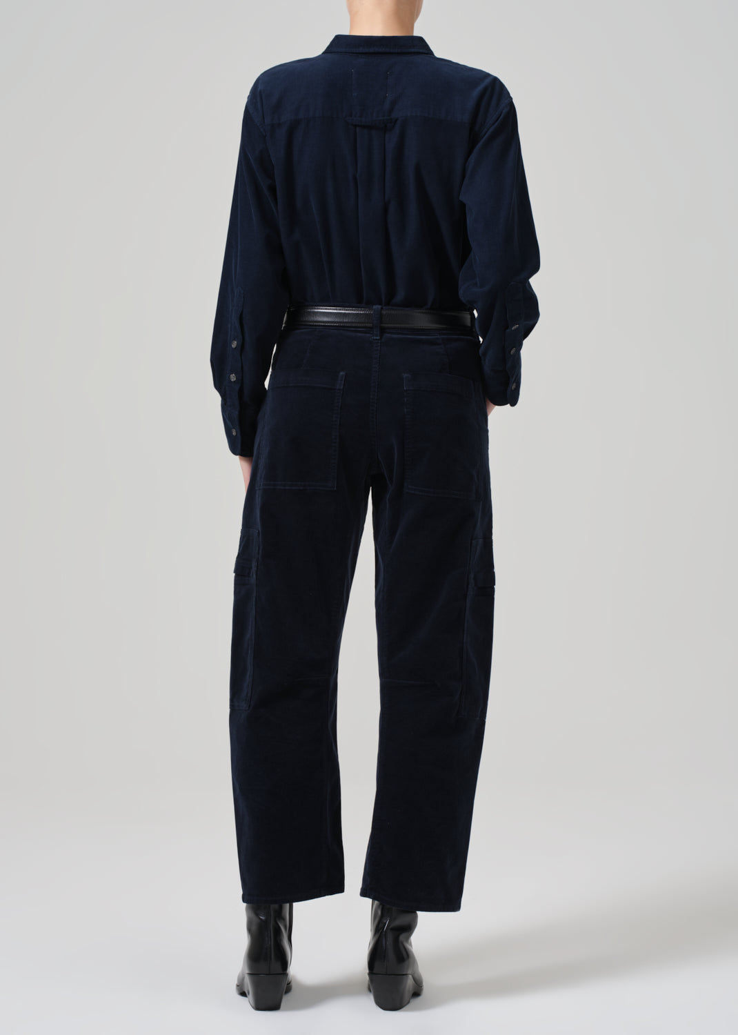 Marcelle Low Slung Easy Cargo Corduroy in Navy BACK