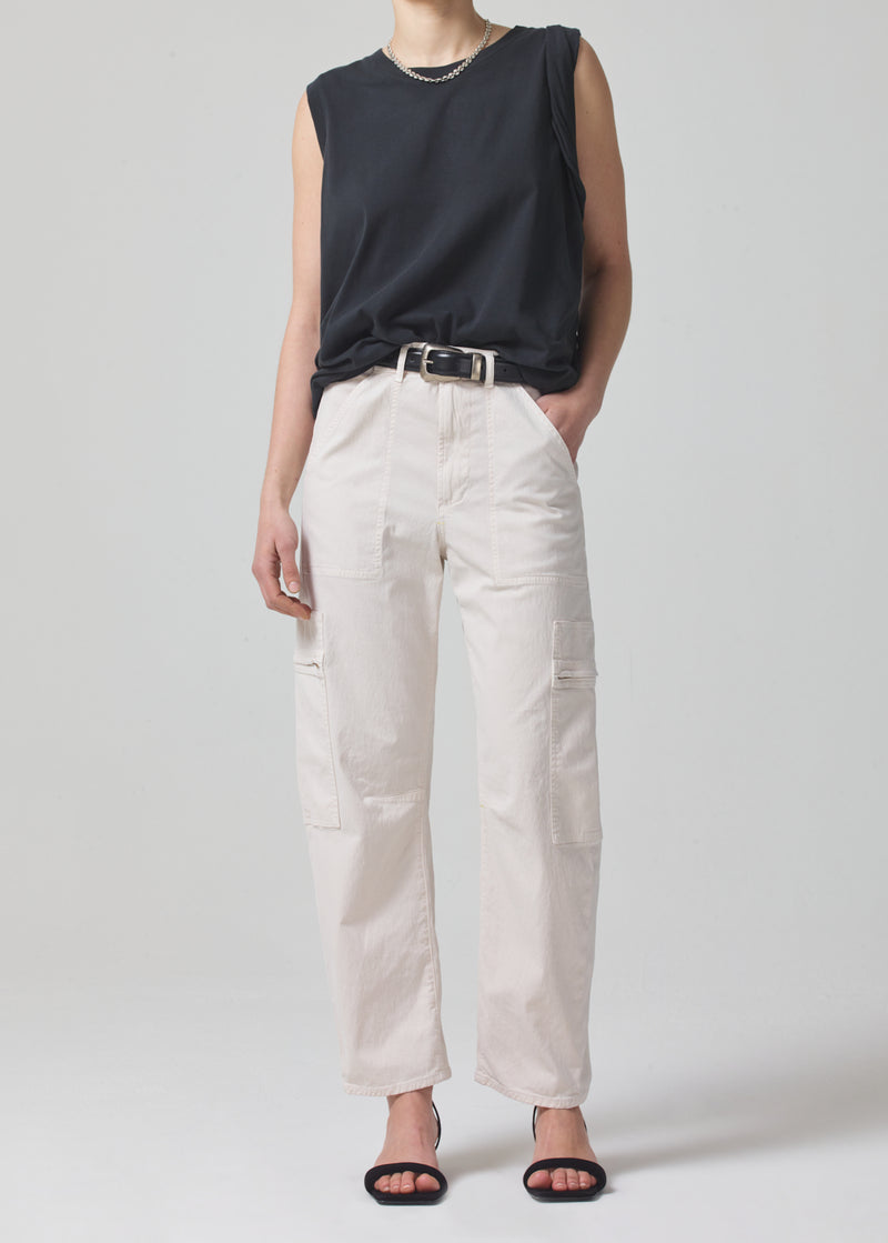 Marcelle Low Slung Easy Cargo Pant in Oysterette front