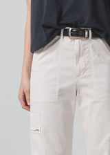 Marcelle Low Slung Easy Cargo Pant in Oysterette detail