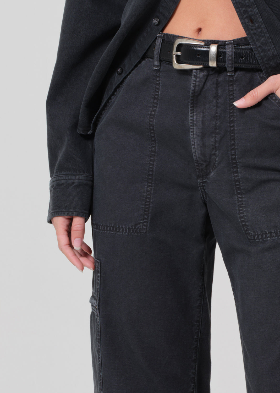 Marcelle Low Slung Easy Cargo in Washed Black – Citizens of Humanity