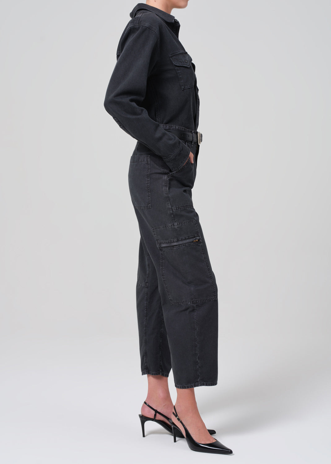 Marcelle Low Slung Easy Cargo in Washed Black side