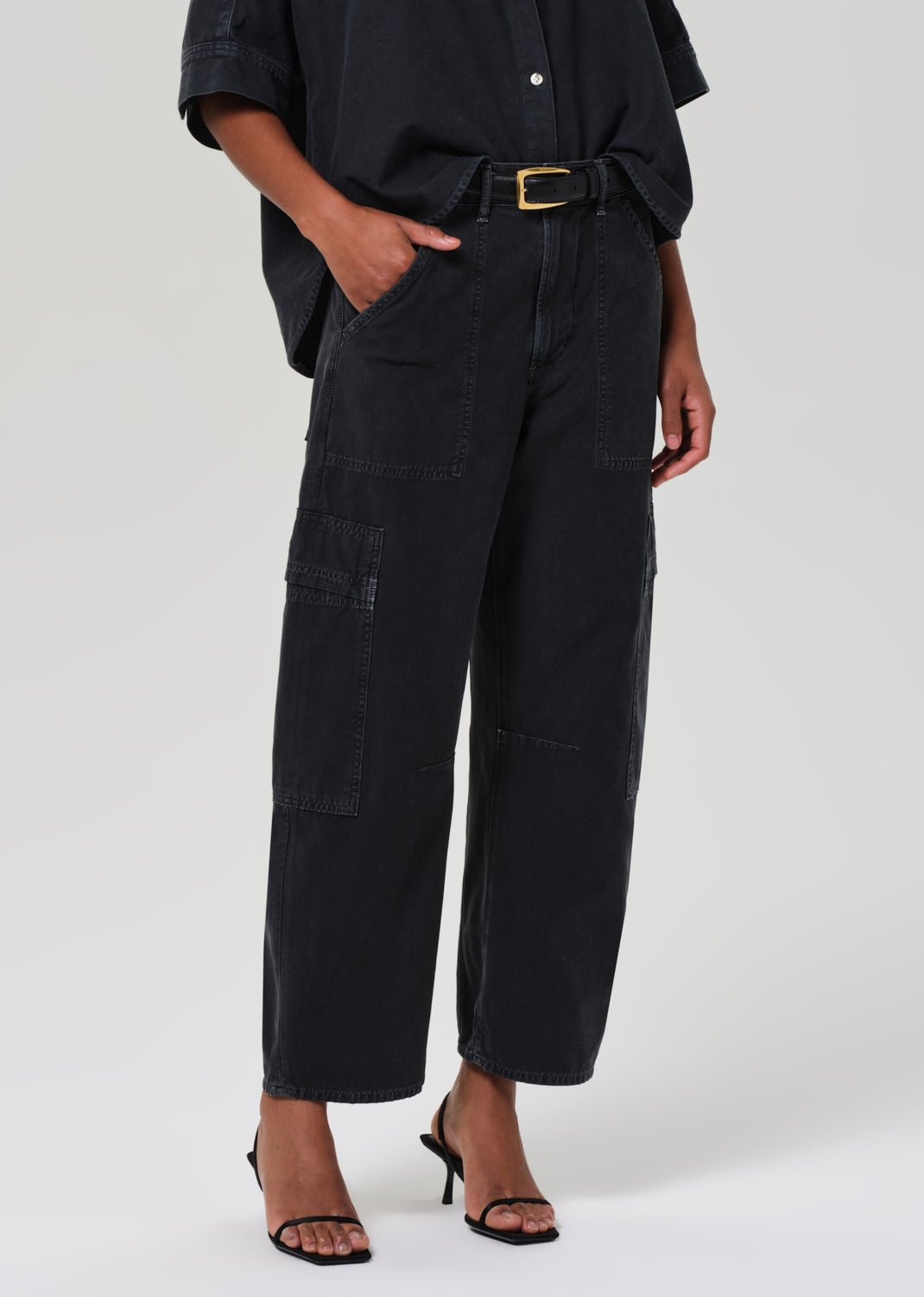 Marcelle Low Slung Easy Cargo in Washed Black front