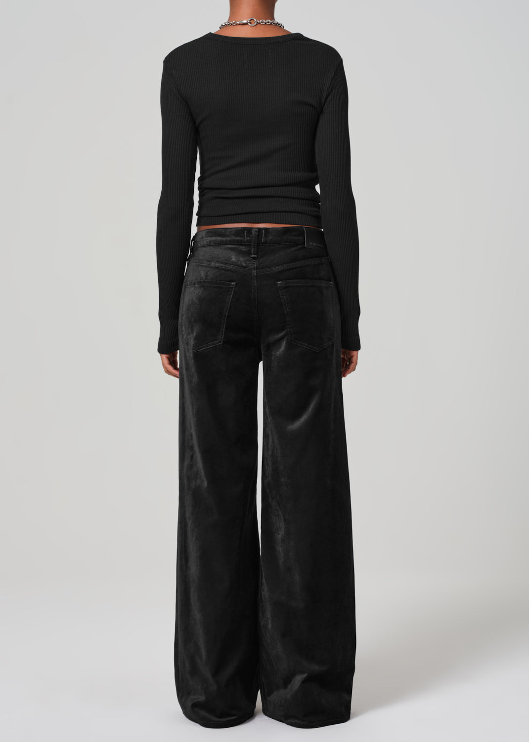 Lolli Mid Rise Baggy Velvet in Black back