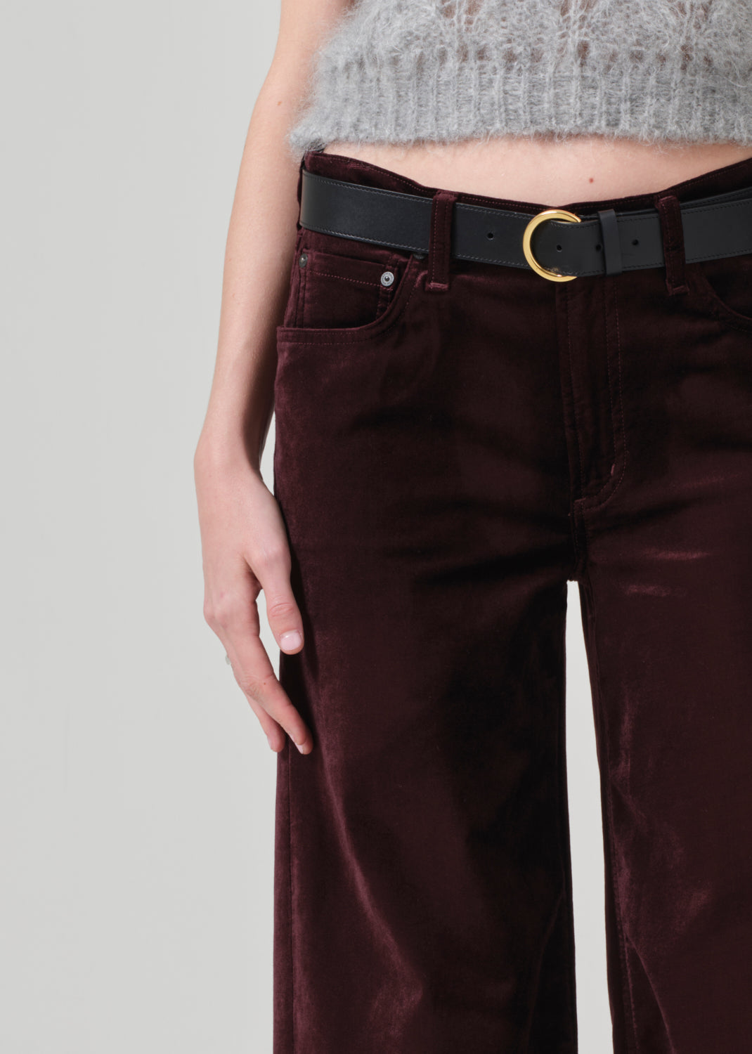 Lolli Mid Rise Baggy in Burgundy