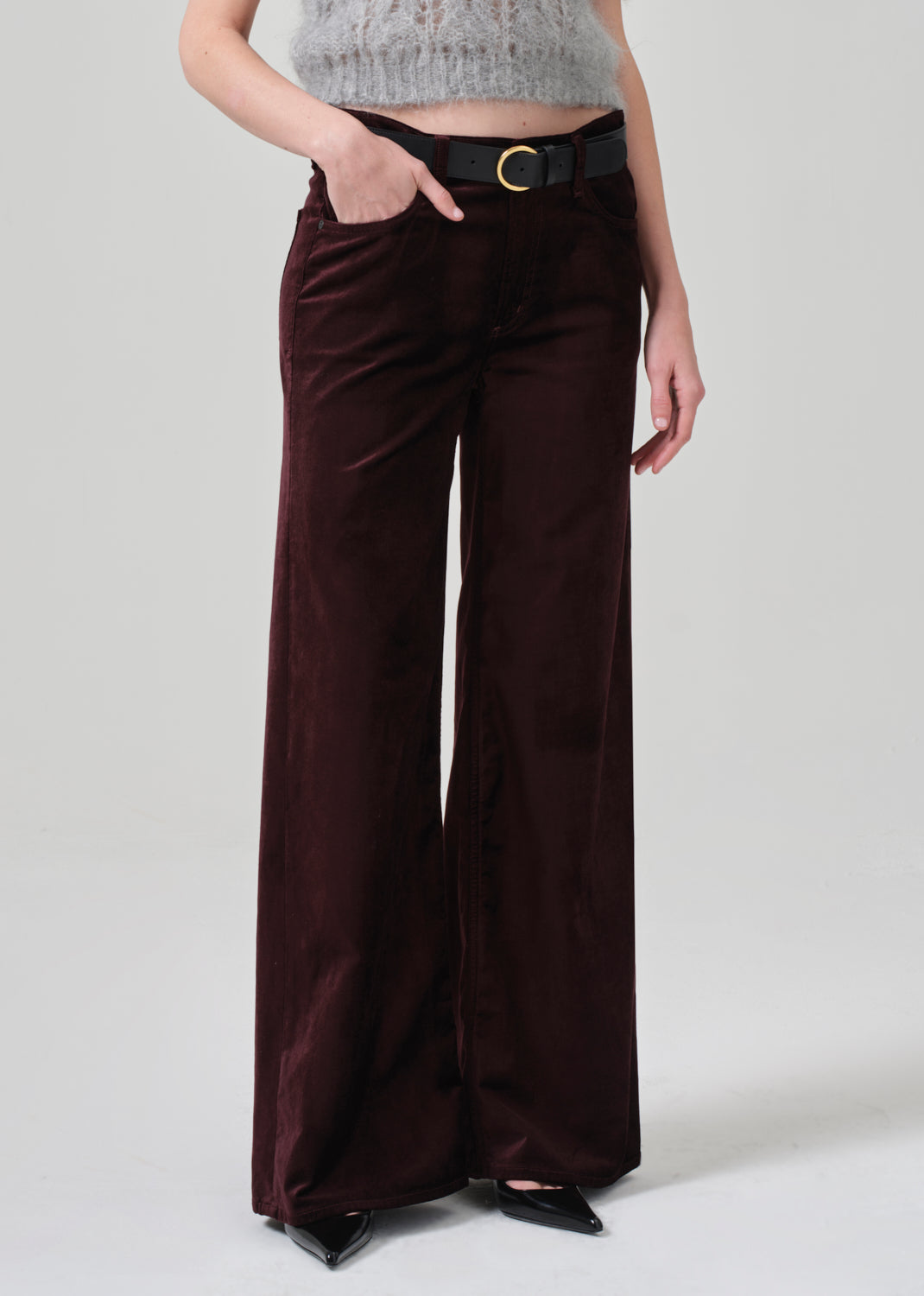 Lolli Mid Rise Baggy in Burgundy front