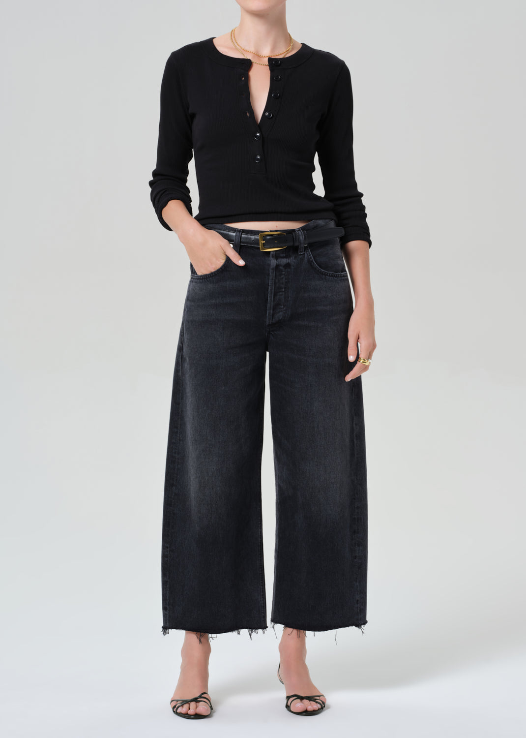 Ayla Raw Hem Crop
In Bronson