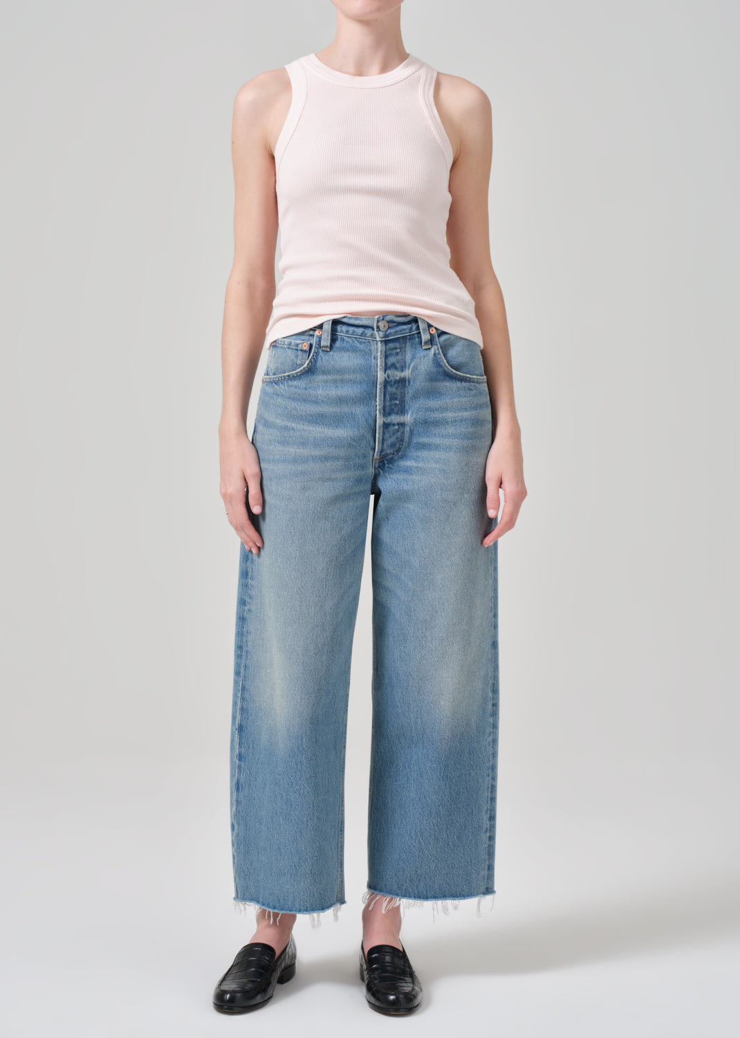 Ayla Raw Hem Crop in Sodapop front