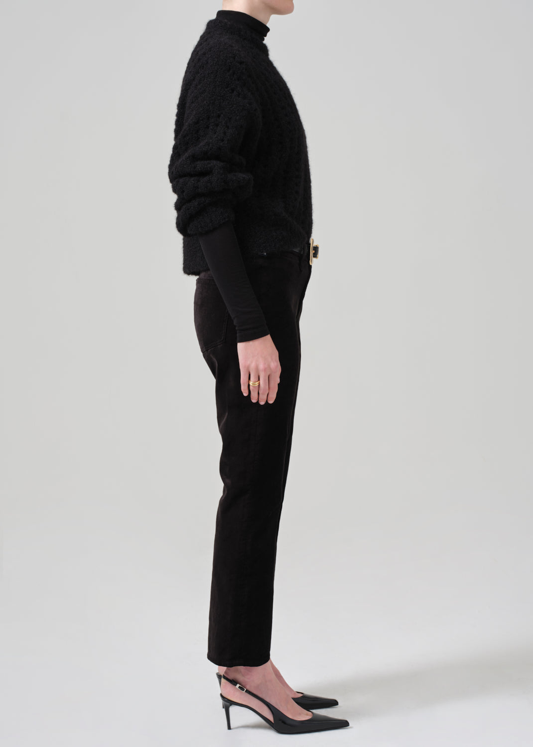 Isola Cropped Trouser Velvet in Black side