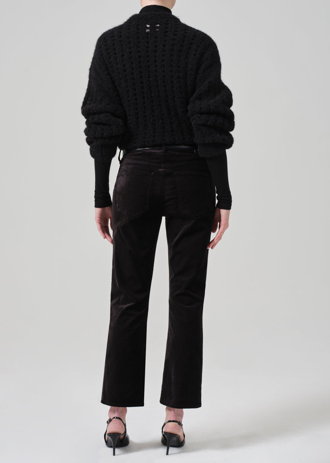 Isola Cropped Trouser Velvet in Black back