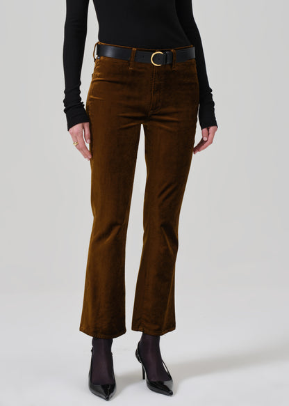 Isola Cropped Trouser Velvet in Golden front
