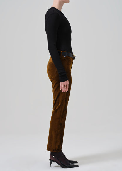 Isola Cropped Trouser Velvet in Golden side