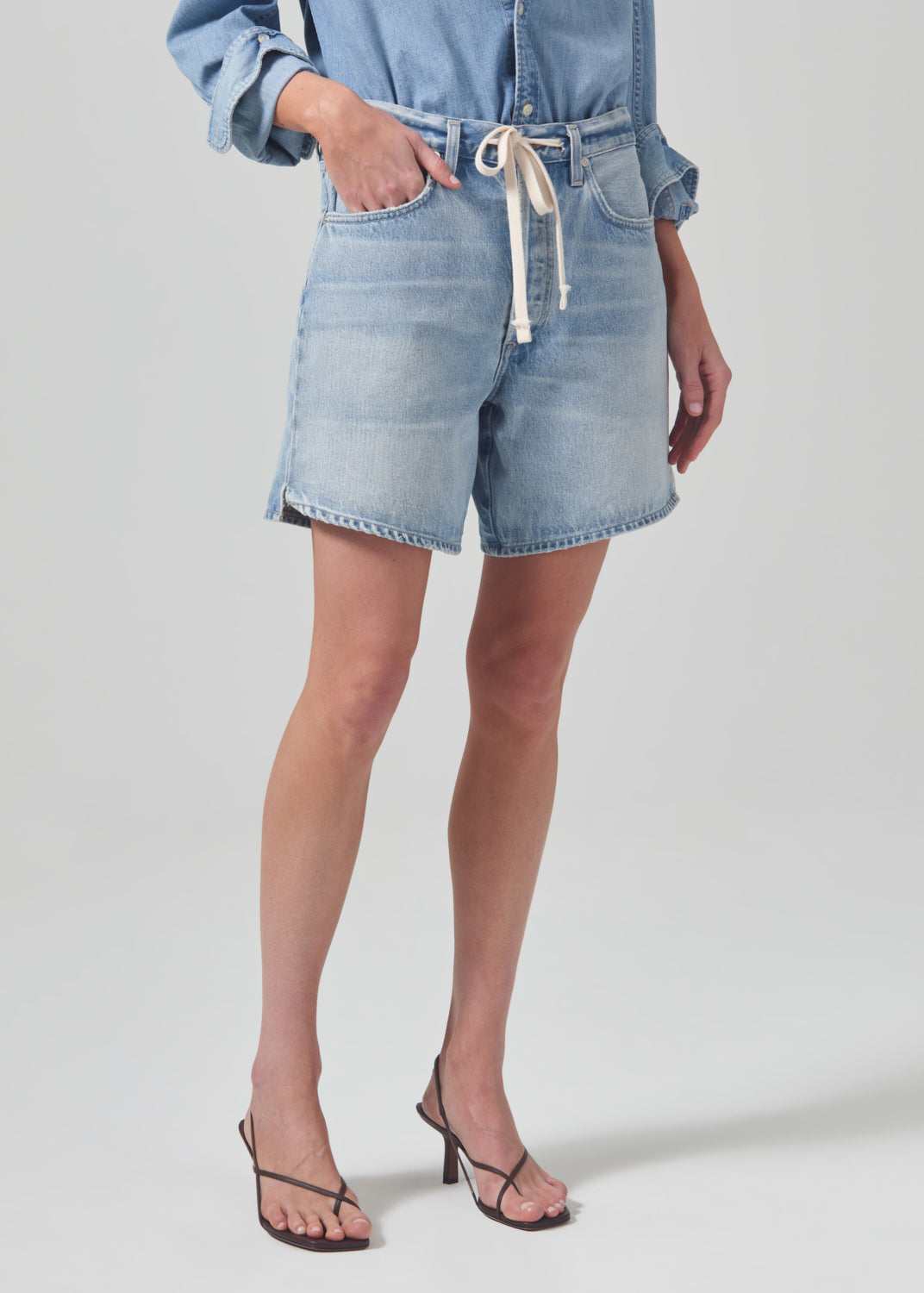 Drawstring deals jean shorts