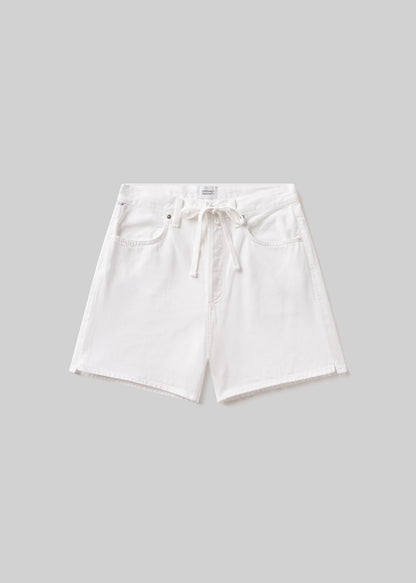 Brynn Drawstring Short in Soft White flat
