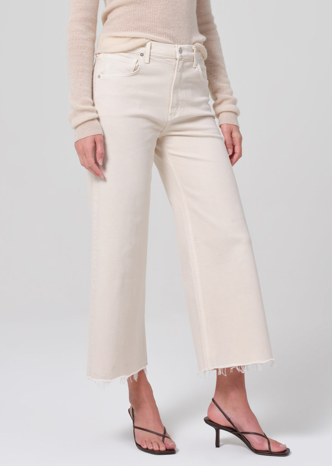 Lyra Wide Leg Crop in Almondette front