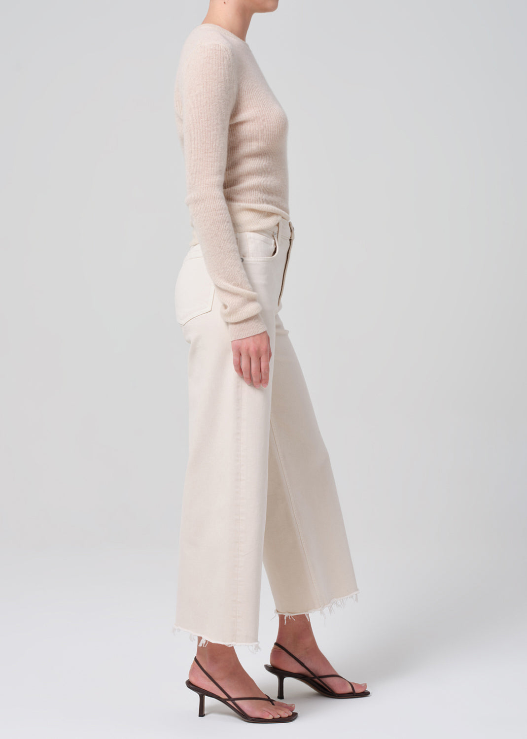 Lyra Wide Leg Crop in Almondette side