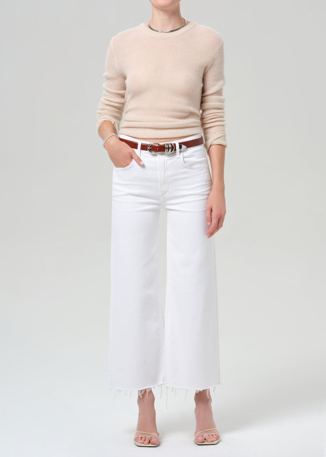 Lyra Wide Leg Crop Raw Hem
In Soft White