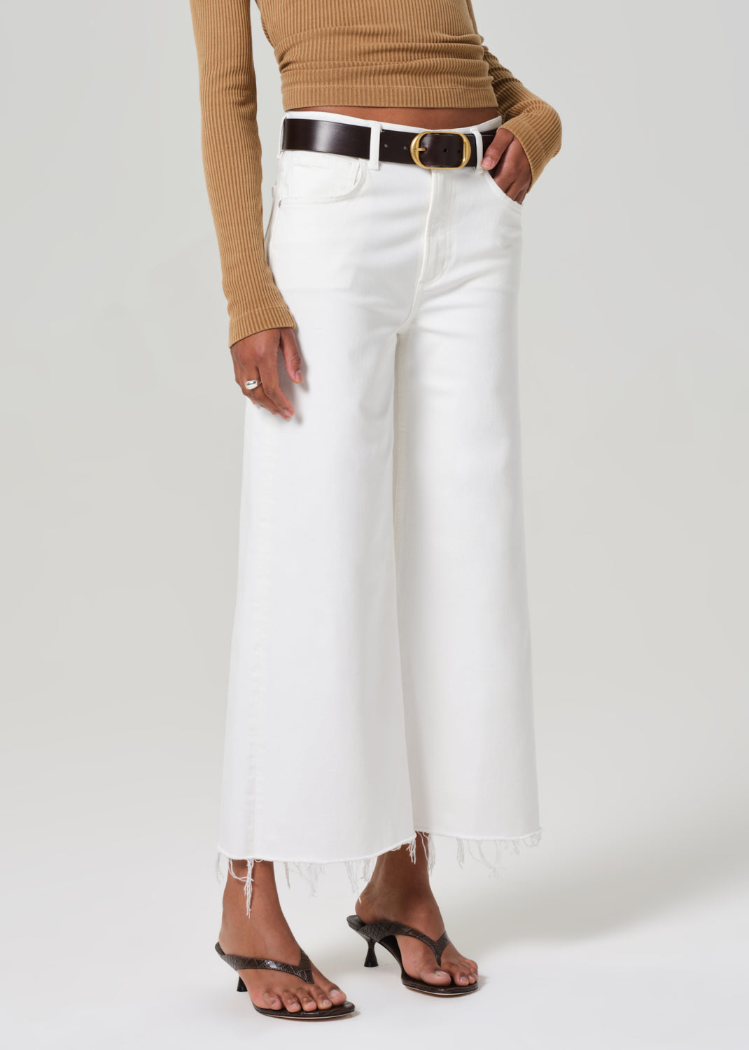 Lyra Wide Leg Crop Petite in Soft White front