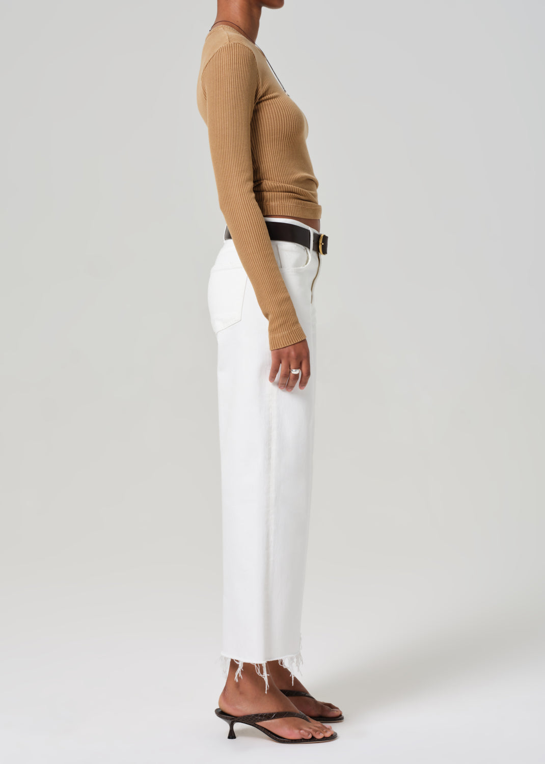 Lyra Wide Leg Crop Raw Hem in Soft White  Citizens of Humanity