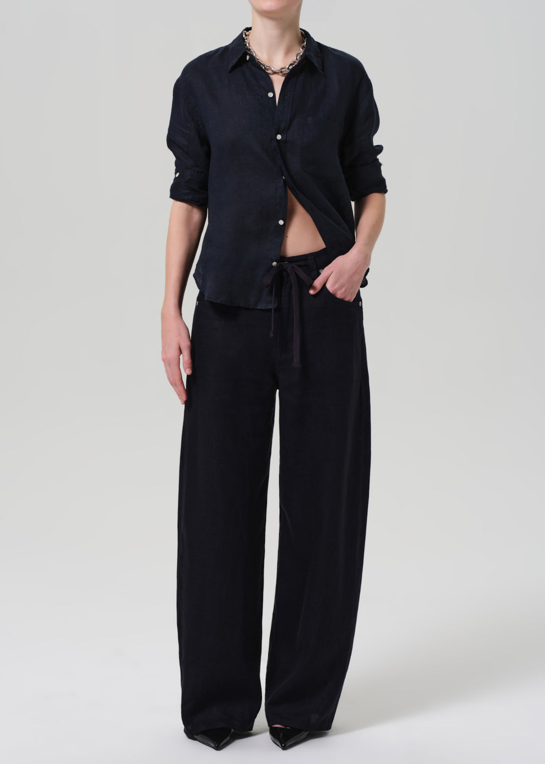 Brynn Drawstring Linen Trouser True