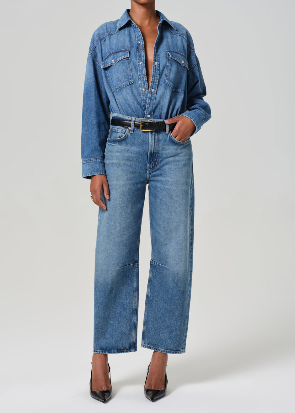 Miro Mid Rise Straight Jeans - Film Noir