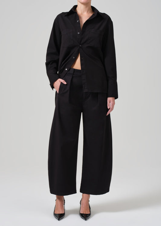 Cara Cropped Pleated Trouser in Black front