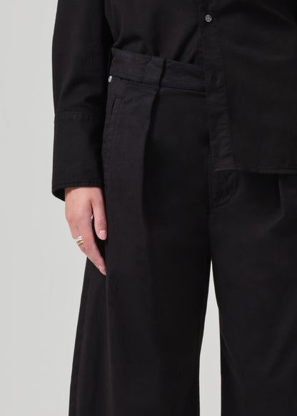 Cara Cropped Pleated Trouser in Black detail