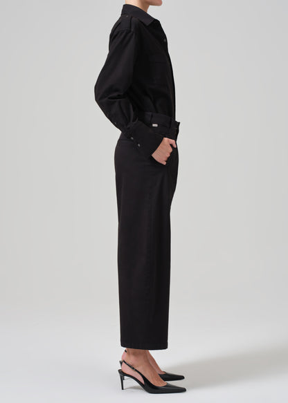 Cara Cropped Pleated Trouser in Black side