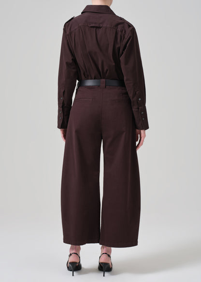 Cara Cropped Pleated Trouser in Clove back