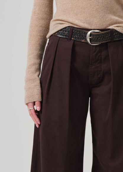 Petra Pleated Trouser in Clove detail