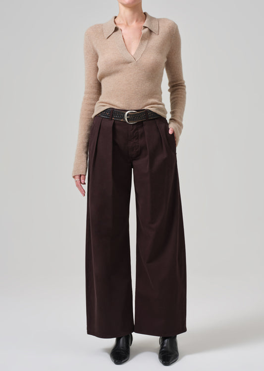 Petra Pleated Trouser in Clove front